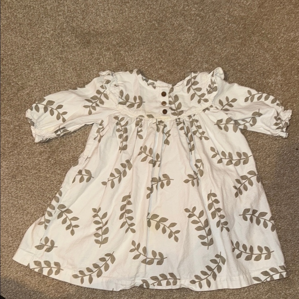 White Dress with Leaf Pattern